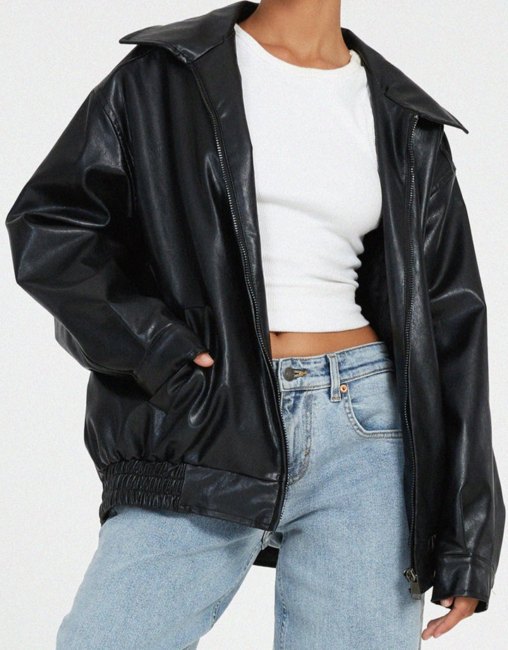 Oversized Leren Damesjas | Vrije tijd & Avond