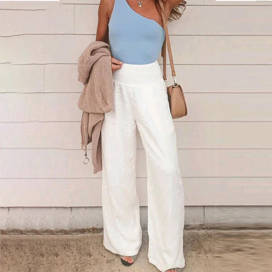 Dames Wijde Luchtige Zomerbroek met Elastische Tailleband