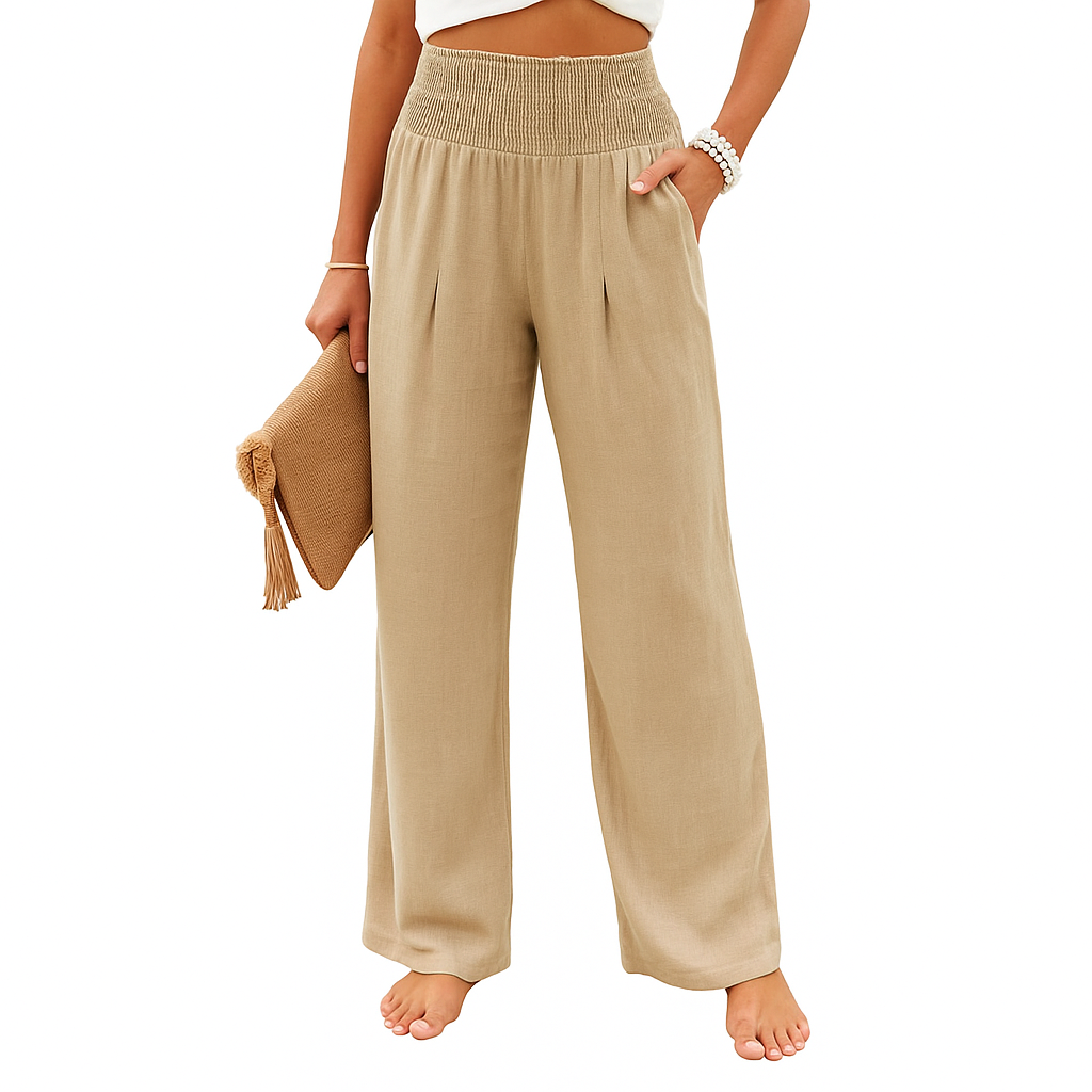 Dames Wijde Luchtige Zomerbroek met Elastische Tailleband