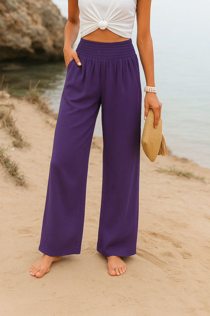 Dames Wijde Luchtige Zomerbroek met Elastische Tailleband