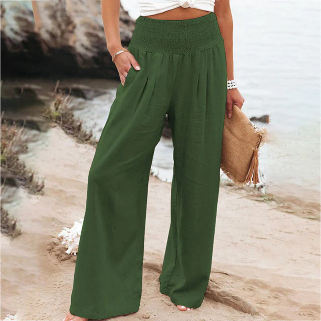 Dames Wijde Luchtige Zomerbroek met Elastische Tailleband