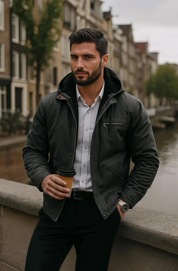 Heren Gevoerde Jas met Capuchon