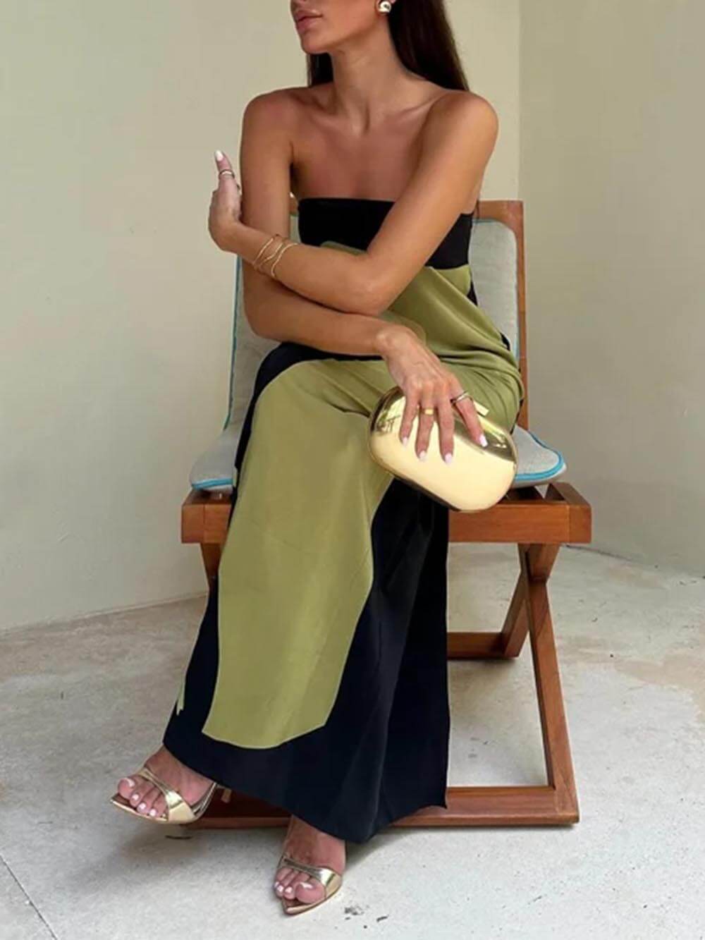 Lange Mouwloze Off-Shoulder Jurk | Vakantie Chique