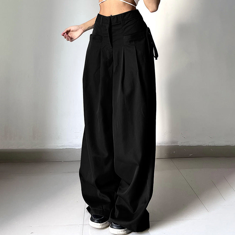 Lange Oversized Plooibroek Met Hoge Taille | Urban Stijl