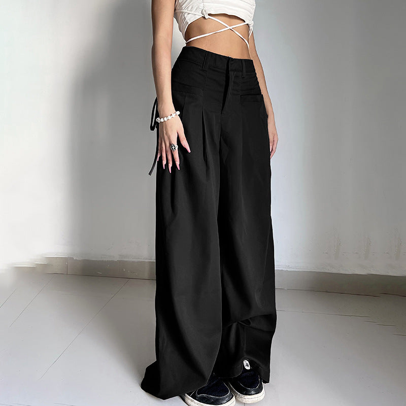 Lange Oversized Plooibroek Met Hoge Taille | Urban Stijl