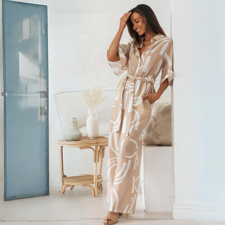 Beige Jumpsuit Zomer | Vrije Tijd