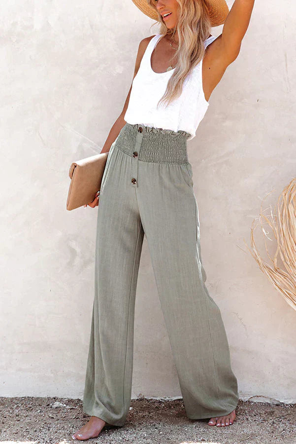 Dames Linnen Broek met Hoge Taille | Vakantie