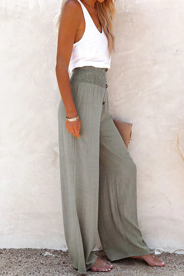 Dames Linnen Broek met Hoge Taille | Vakantie