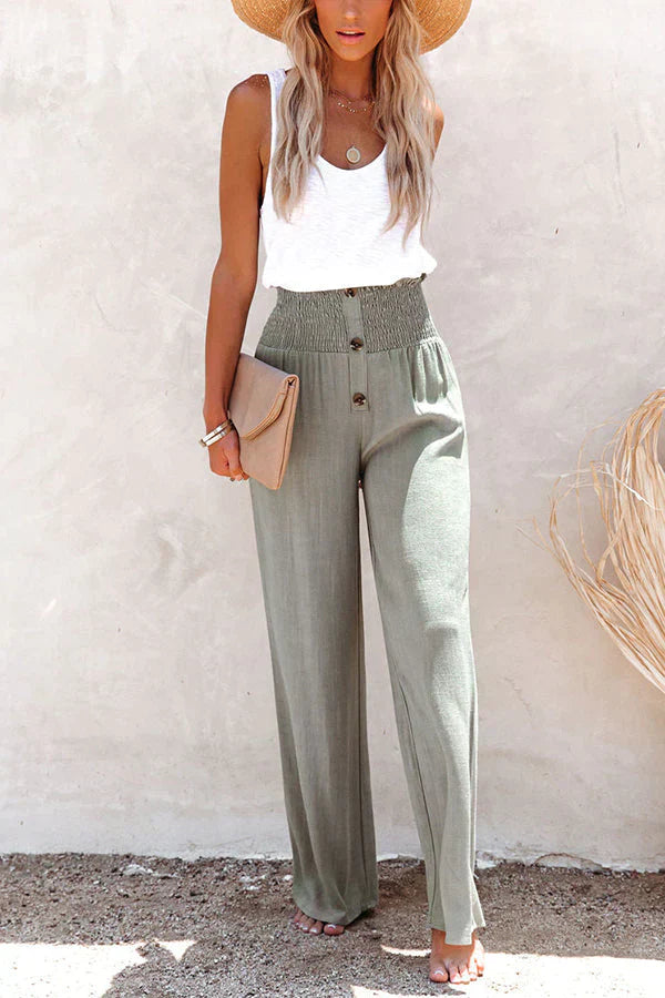 Dames Linnen Broek met Hoge Taille | Vakantie
