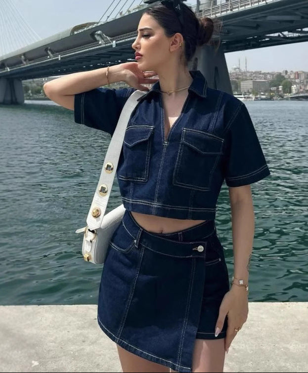 Trendy Denim Set met Croptop | Stoer & Zomers