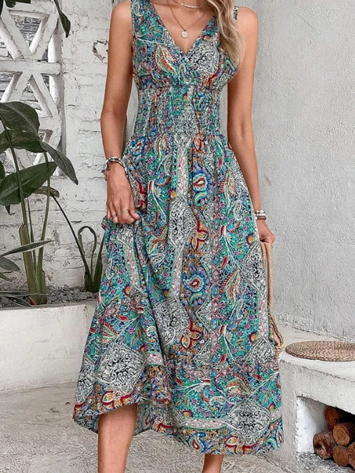 Lange Jurk Met Paisleyprint & V-Hals | Zomerse Reizen & Dagelijkse Elegantie