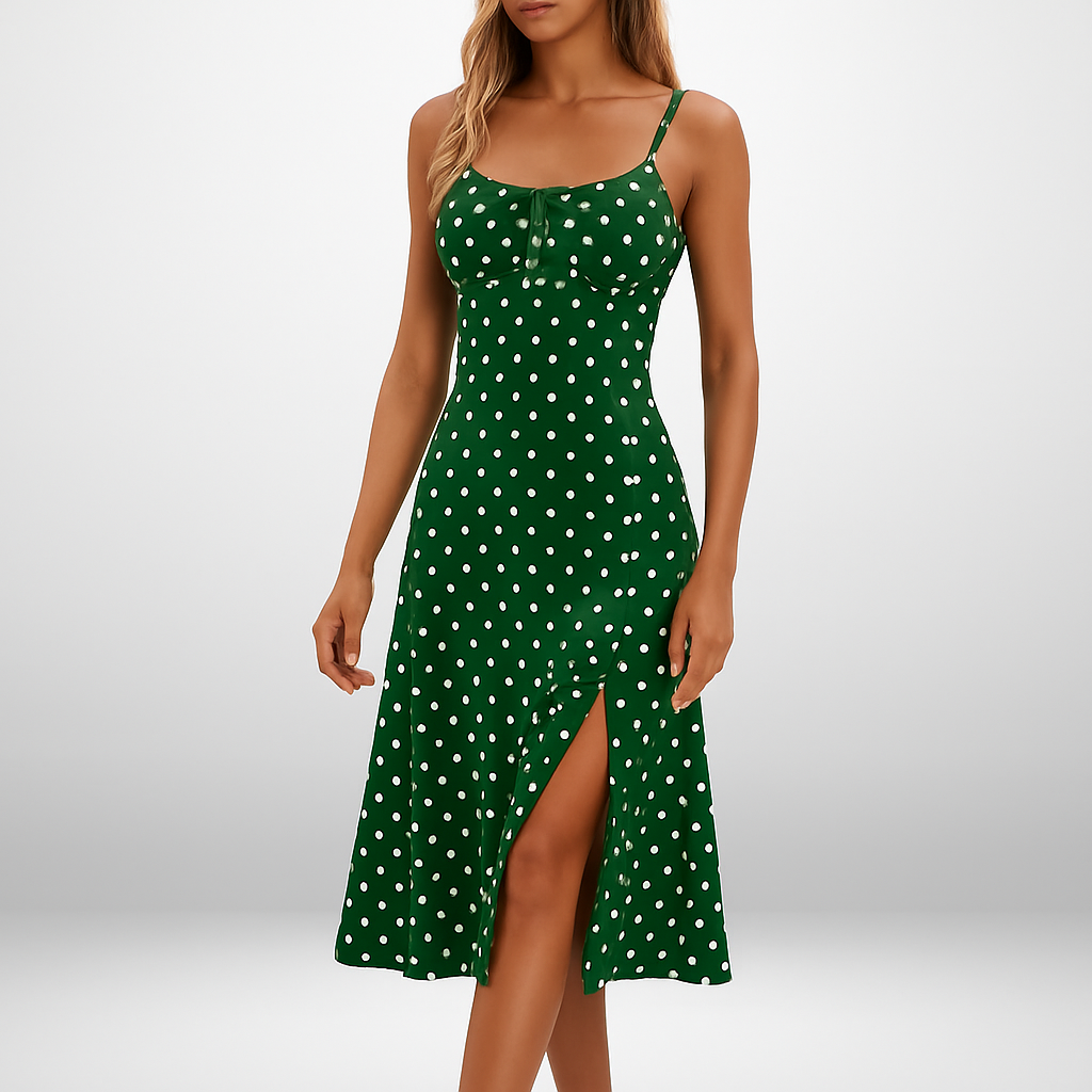 Midi Polkadot Zomerjurk Met Split | Luchtig & Speels