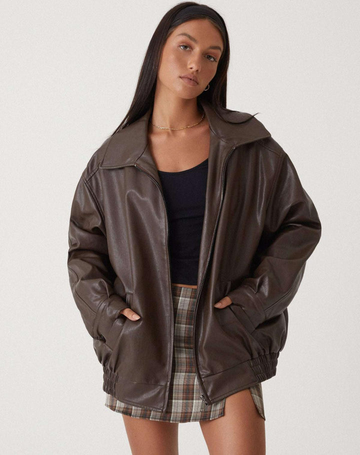 Oversized Leren Damesjas | Vrije tijd & Avond